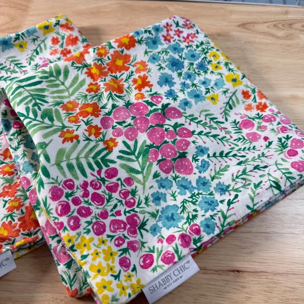 Lot of 2 Shabby Chic Multicolor Floral Zipper Throw Pillow Covers - 18